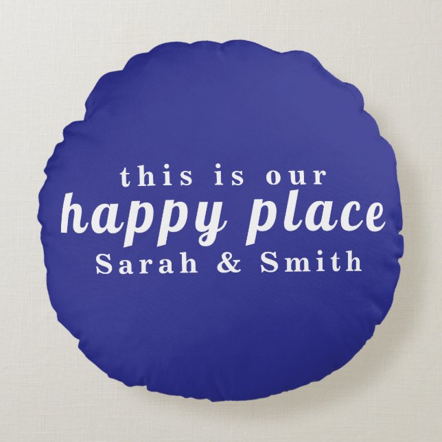 STYLISH MODERN CUSTOMIZED WEDDING COUPLE NAME  ROUND PILLOW (Front)
