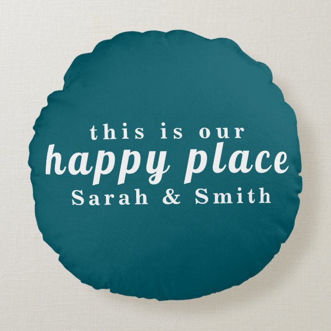 STYLISH MODERN CUSTOMIZED WEDDING COUPLE NAME  ROUND PILLOW (Front)