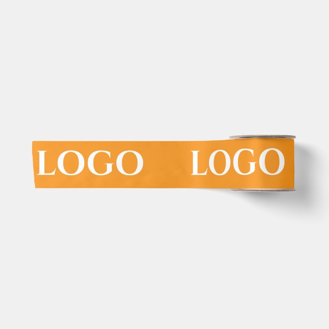 STYLISH MODERN CUSTOMIZED YOUR LOGO MINIMAL ORANGE SATIN RIBBON (Front)