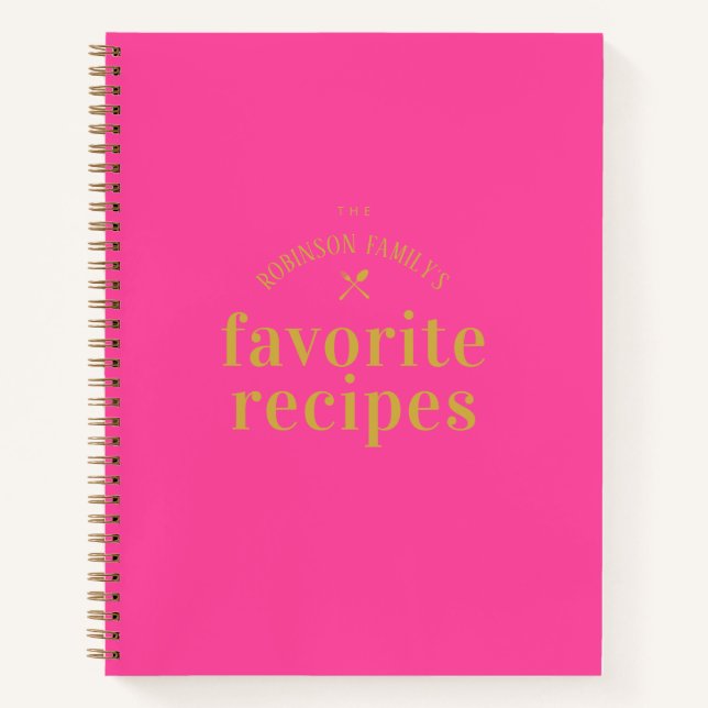 Stylish Modern Cute Hot Pink Blank Recipe Journal (Front)