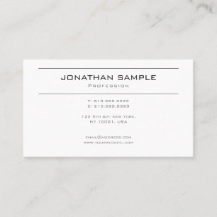 Stylish Modern Design Clean Plain White Trendy Business Card