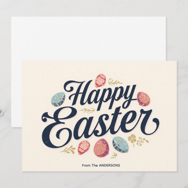 Stylish Modern Easter Modern  Holiday Card (Front/Back)