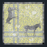 Stylish Modern Eclectic Chic Pastel Yellow Bandana<br><div class="desc">Stylish and modern chiffon bandana features a chic bohemian eclectic design with zebras,  butterflies,  leopard print and floral outline in pastel yellow and grey and an elegant black and white check pattern border. Exclusively designed for you by Happy Dolphin Studio.</div>