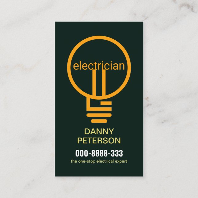 Stylish Modern Electrician Bulb Filament Business Card (Front)