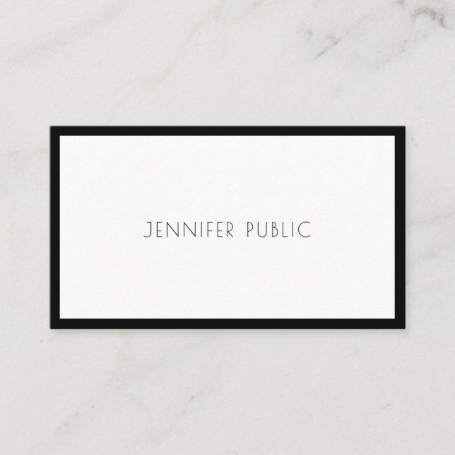 Stylish Modern Elegant Black White Trendy Plain Business Card (Front)