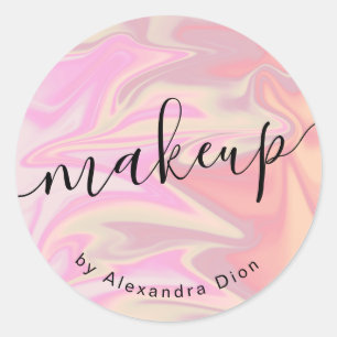 Stylish modern elegant chick holographic makeup classic round sticker