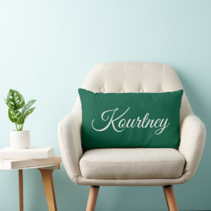 STYLISH MODERN ELEGANT CLASSIC CUSTOM DARK GREEN LUMBAR PILLOW