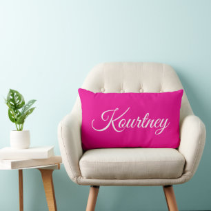STYLISH MODERN ELEGANT CLASSIC CUSTOM HOT PINK LUMBAR PILLOW