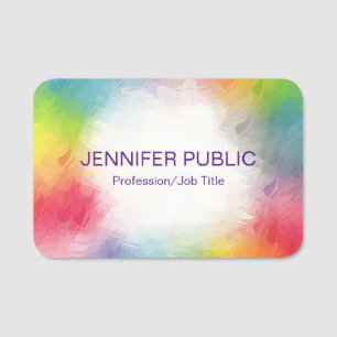 Stylish Modern Elegant Colourful Template Rainbow Name Tag
