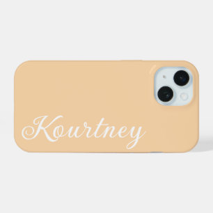STYLISH MODERN ELEGANT CUSTOMIZED NAME BEIGE iPhone 15 CASE