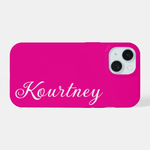 STYLISH MODERN ELEGANT CUSTOMIZED NAME HOT PINK iPhone 15 CASE