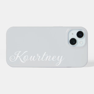 STYLISH MODERN ELEGANT CUSTOMIZED NAME LIGHT GREY  iPhone 15 CASE