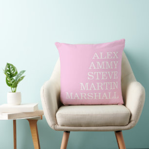 STYLISH MODERN ELEGANT CUSTOMIZED NAME LIGHT PINK THROW PILLOW