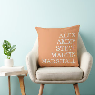 STYLISH MODERN ELEGANT CUSTOMIZED NAME PEACH THROW PILLOW