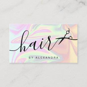 Stylish modern elegant holographic hairstylist business card