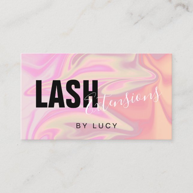 Stylish modern elegant holographic lash extensions business card (Front)
