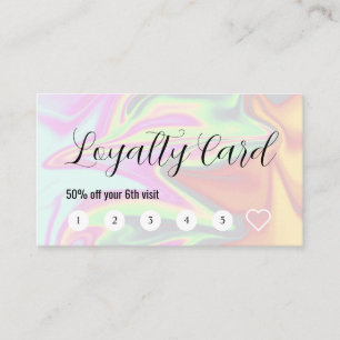 Stylish modern elegant holographic lashes & brows loyalty card