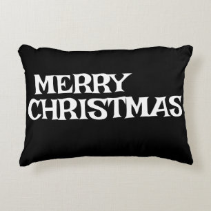 STYLISH MODERN ELEGANT MERRY CHRISTMAS BLACK COLOR ACCENT PILLOW