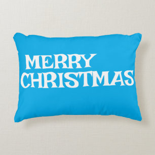 STYLISH MODERN ELEGANT MERRY CHRISTMAS BLUE COLOR ACCENT PILLOW