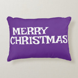 STYLISH MODERN ELEGANT MERRY CHRISTMAS DARK PURPLE ACCENT PILLOW