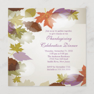 Stylish Modern Fall Leaves Thanksgiving Invitation