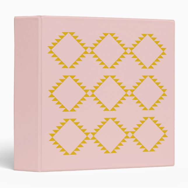 Stylish Modern Farmhouse Geometric Blush Pink Binder (Front/Spine)