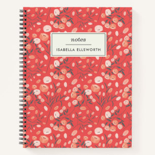 Stylish Modern Floral Pattern Orange Personalized Notebook