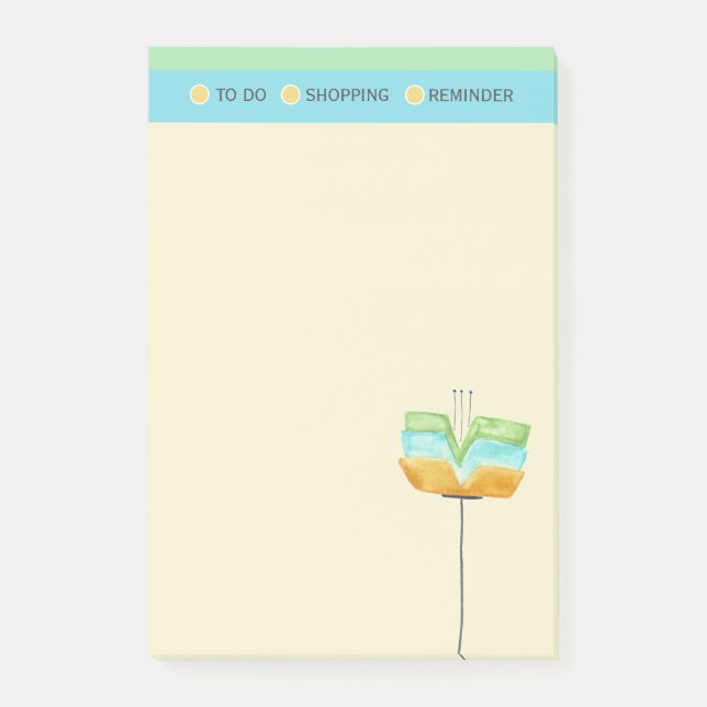 Stylish Modern Flower Shopping List Post-it Notes (Front)