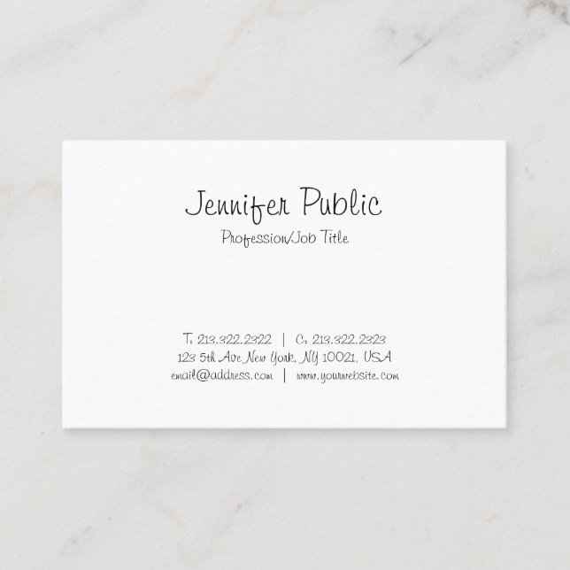 Stylish Modern Freehand Script Calligraphy Sleek Business Card (Front)