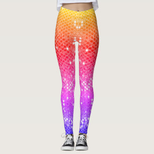 Stylish Modern Fuschia Hot Pink Glitter Glam  Leggings