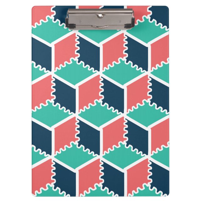 Stylish Modern Geometric Colour Cube Clipboard (Front)