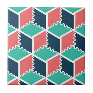 Stylish Modern Geometric Colour Cube Tile