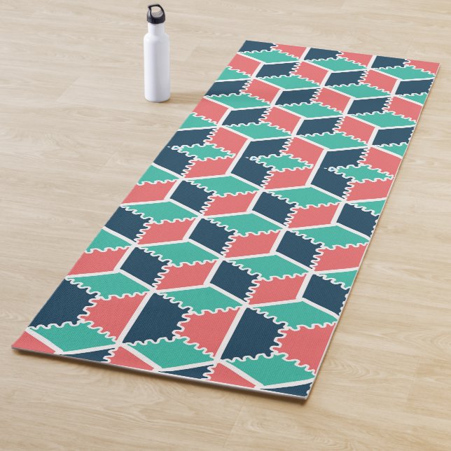 Stylish Modern Geometric Colour Cube Yoga Mat (In Situ)