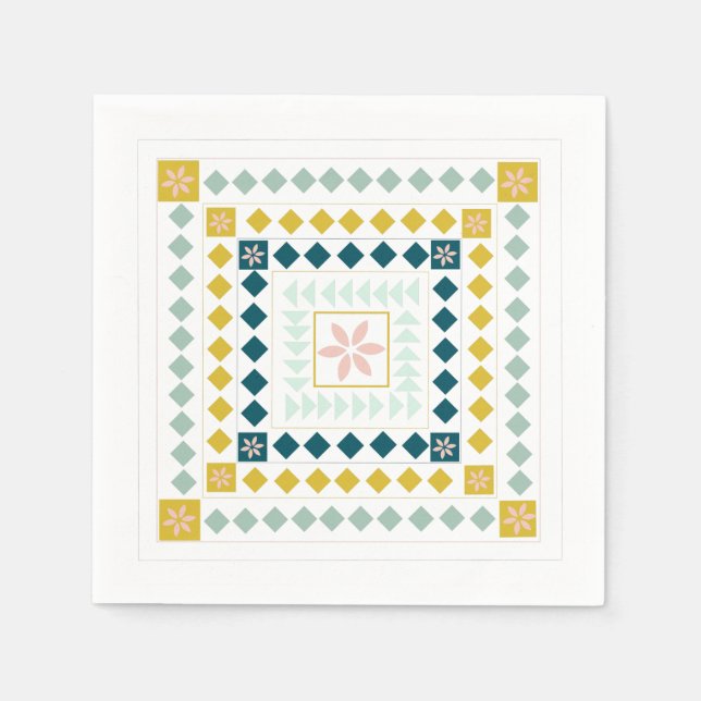 Stylish Modern Geometric Design Cute Colourful Art Napkin (Front)