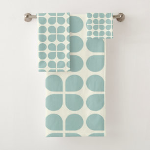 Stylish Modern Geometric Pattern in Pale Blue Grey Bath Towel Set