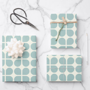 Stylish Modern Geometric Pattern in Pale Blue Grey Wrapping Paper Sheet