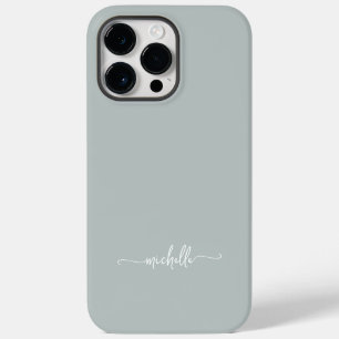 Stylish Modern Girly Sage Green Name Script iPhone 14 Pro Max Case