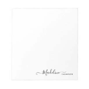 Stylish Modern Girly Script Black Notepad