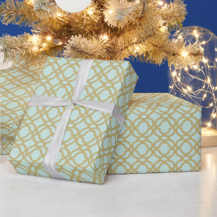 Stylish Modern Gold Quatrefoil Pattern Wedding Wrapping Paper