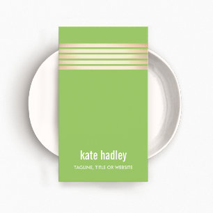 Stylish Modern Gold Striped Pattern Line Green Business Card