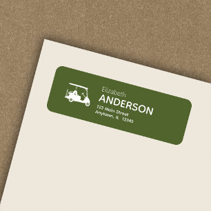 Stylish Modern Golf Cart Dark Olive Return Address