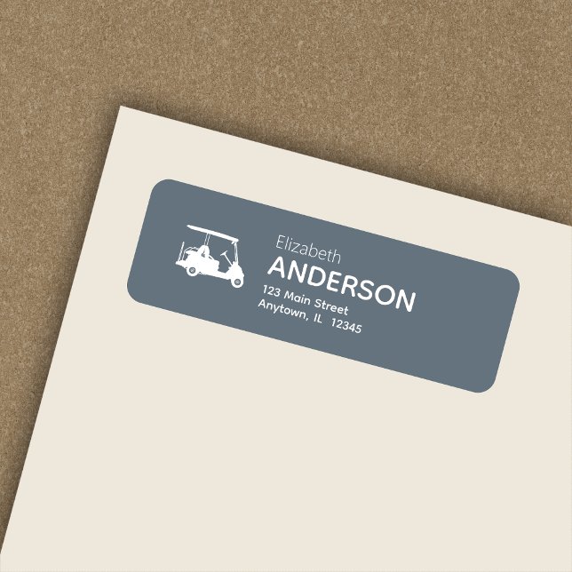 Stylish Modern Golf Cart Dusty Blue Return Address (Creator Uploaded)