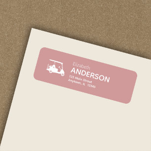 Stylish Modern Golf Cart Dusty Rose Return Address