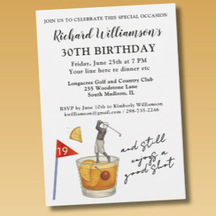 Stylish Modern Golf Humourous 30th Birthday Party Invitation