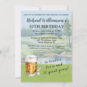 Stylish Modern Golf Humourous 50th Birthday Party Invitation
