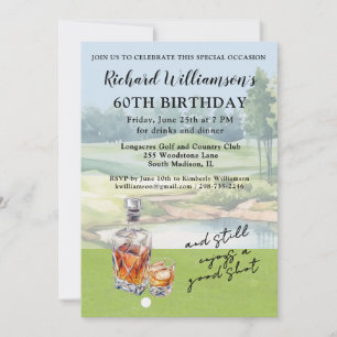 Stylish Modern Golf Humourous 60th Birthday Party Invitation