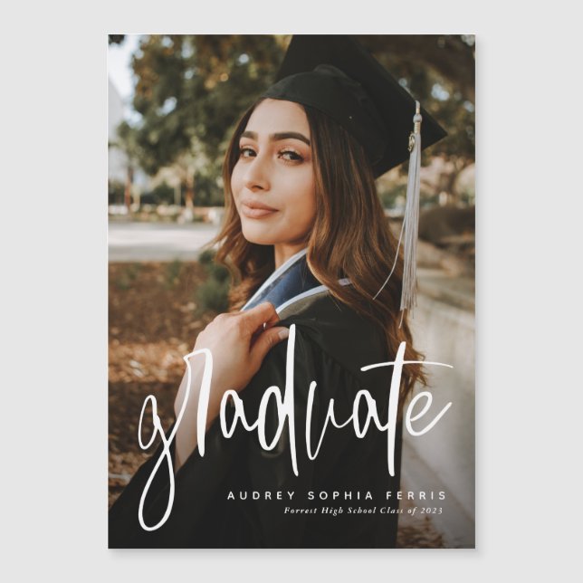 Stylish modern graduation announcement magnet (Front)