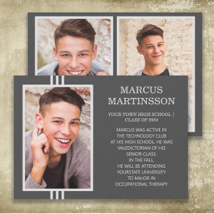 Stylish Modern Grey Class of 2024 Graduation Photo Announcement