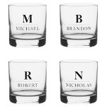 Stylish Modern Groomsmen Gifts Monogram Best Man Whiskey Glass<br><div class="desc">This exquisite whiskey glass set can be custom-made for each member of your wedding party. It features the individual's monogrammed initial, name, and title in a classic, black minimalist design. To personalize, enter each person's name, initial, and their specific title into the provided fields to create your own unique set...</div>