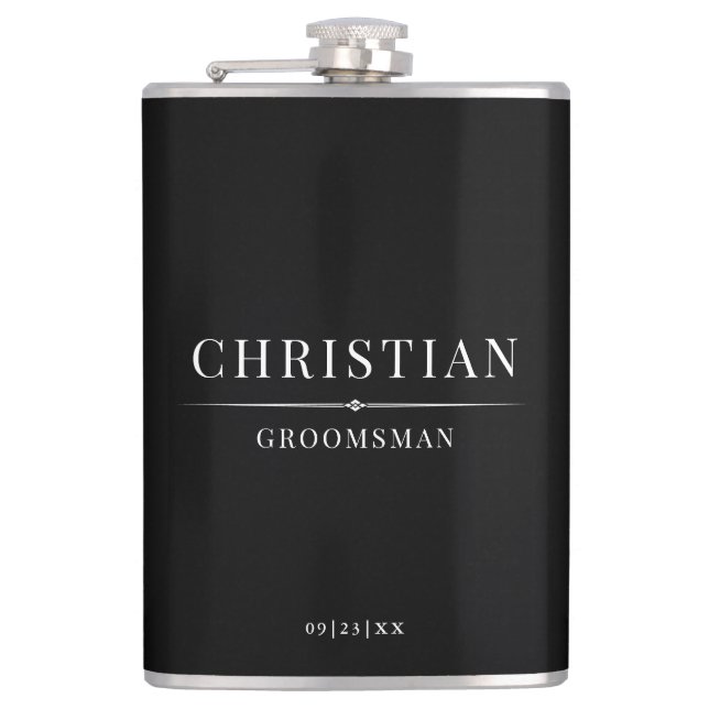 Stylish Modern Groomsmen Gifts Simple Elegant  Hip Flask (Front)